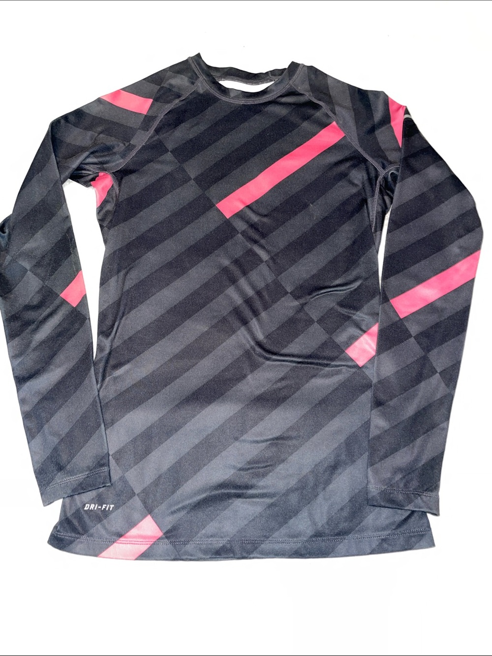 Nike Pro Combat Fitted Compression Top in Black and Light Pink. Size Medium